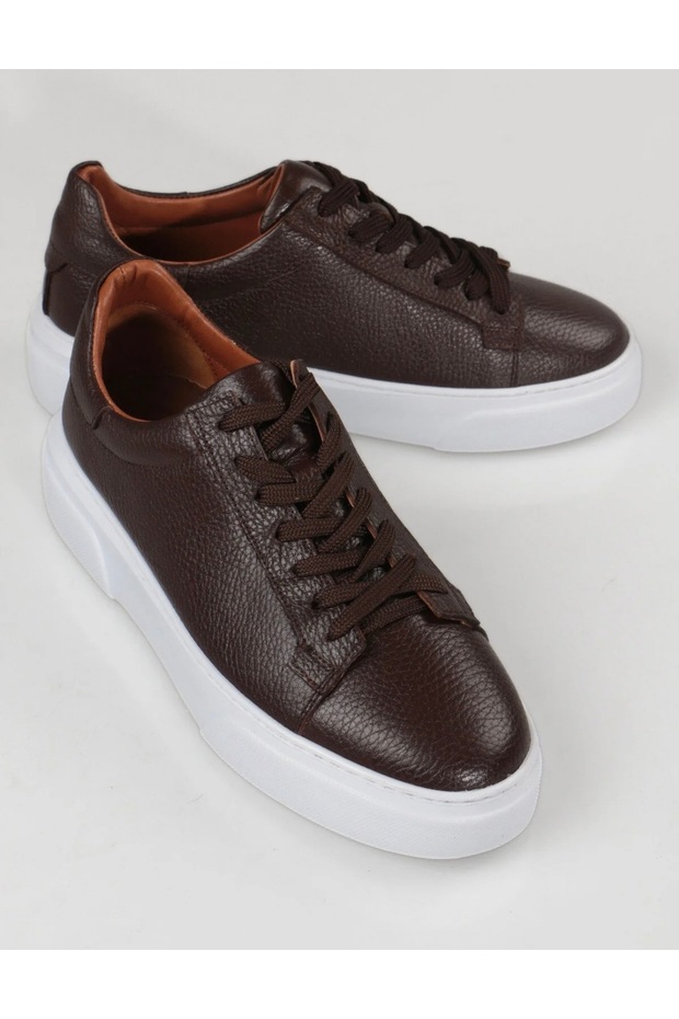 Dr Men's Brown Genuine Leather Comfortable Daily Sneaker Shoes