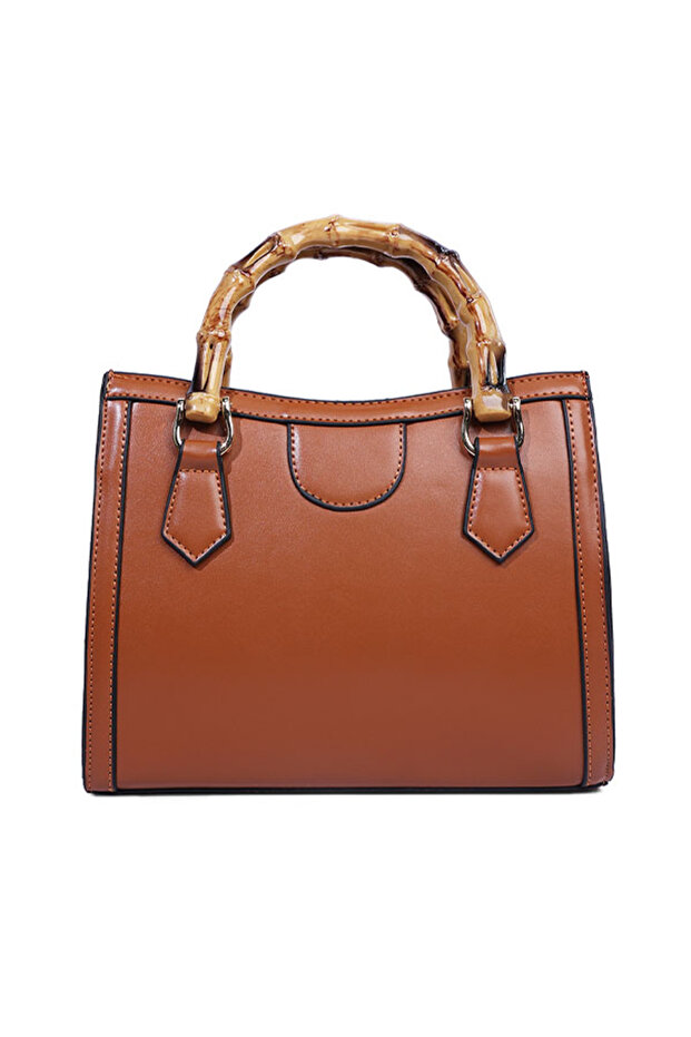 Women Tan Cane Handle Hand Bag