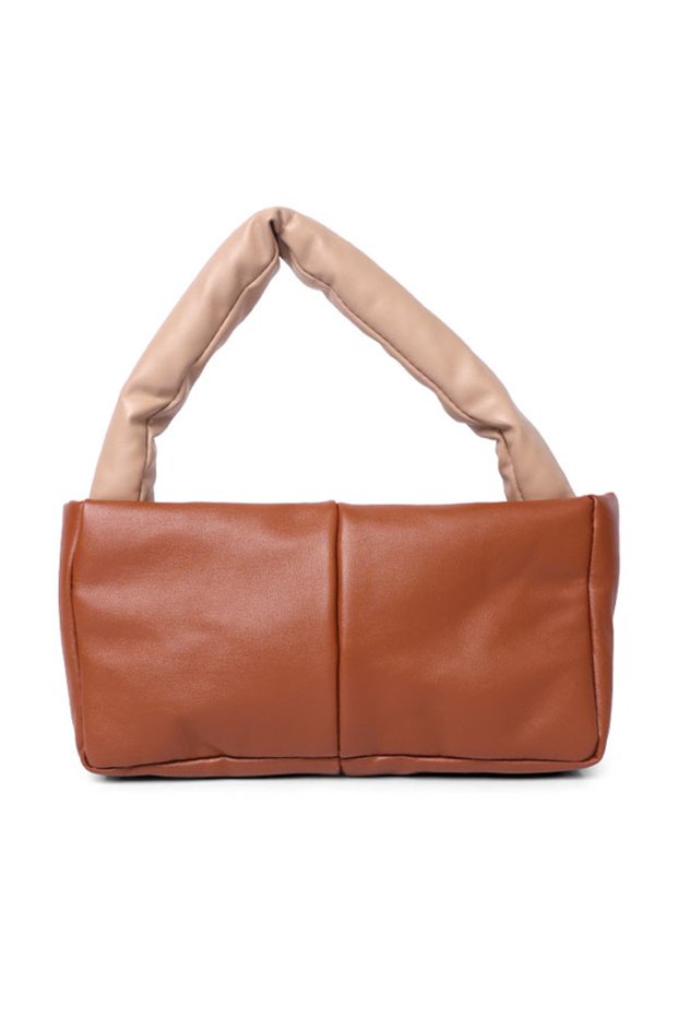 Women Tan Faux Leather Baguette Bag