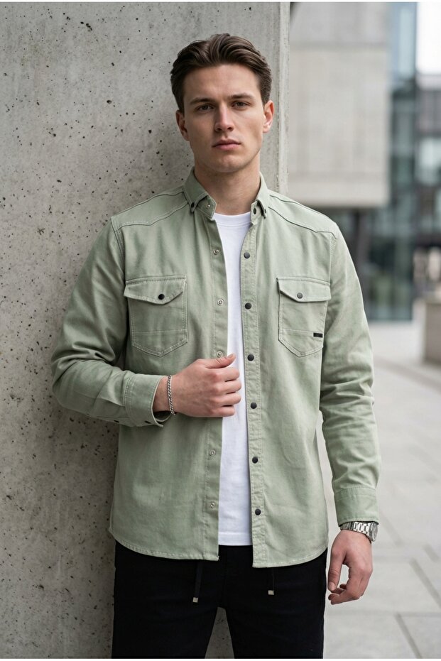 Men's Slim Fit Skinny Fit Denim Shirt