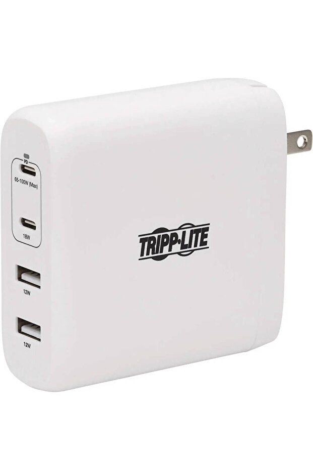 100W Compact USB Wall Charger with 4 Ports (2 USB-C, 2 USB-A)