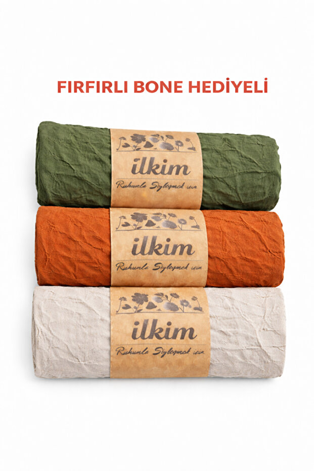 Firfirli Bone Gifted Kraş Shawl 3-Piece Khaki-Tile-Stone