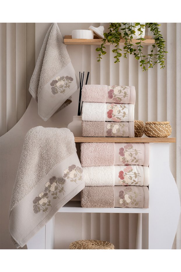 Buldan Production Handmade Luxury Dowry Cotton 4-Piece Hand/Face Towel I 50X90