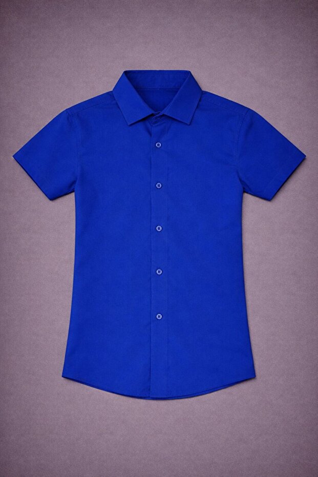 Boy's Short Sleeve Shirt Dacron Fabric Red Black Turquoise Cobalt Blue Yellow