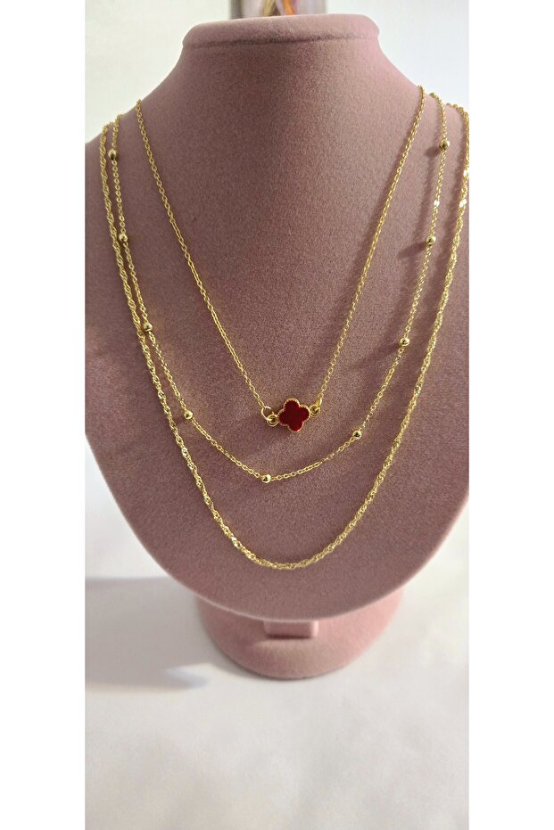 Yonca çiçek 3lü kolye - 4