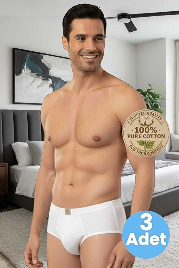 Men's 100% Cotton 3-Piece Combed Cotton Slip Underwear