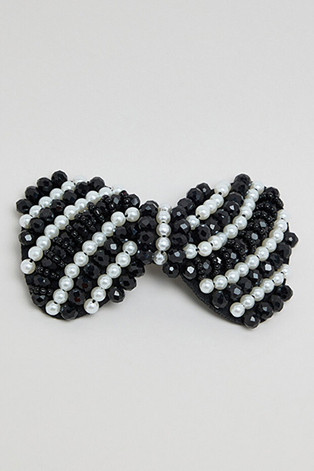 Women's Black Embellished Hairclip