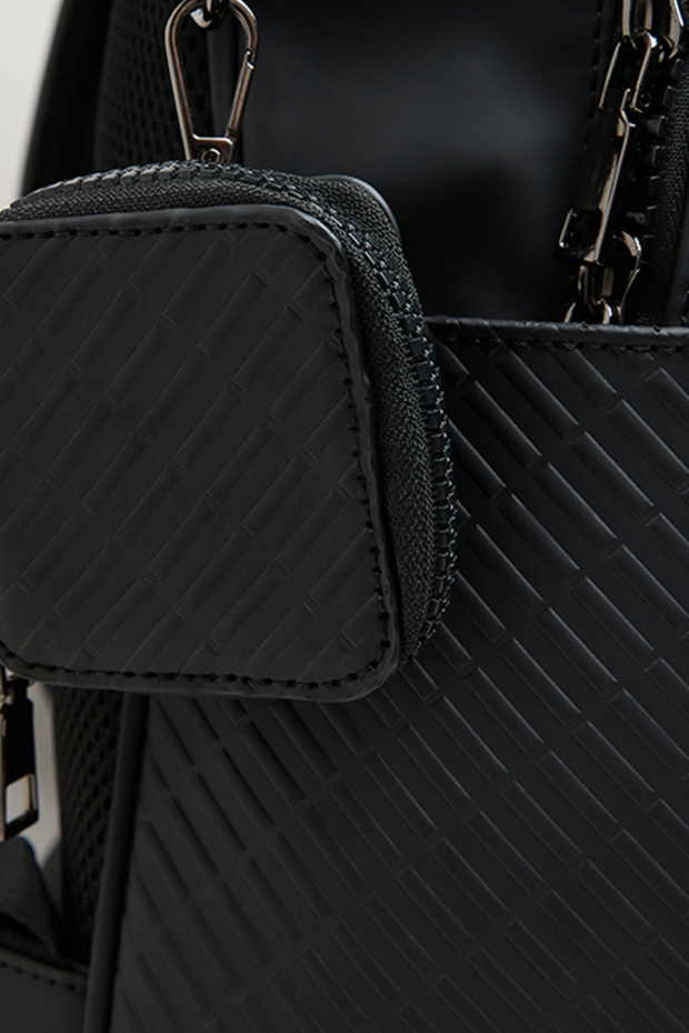 Men's Black Solid Zip-Around Backpack - 5