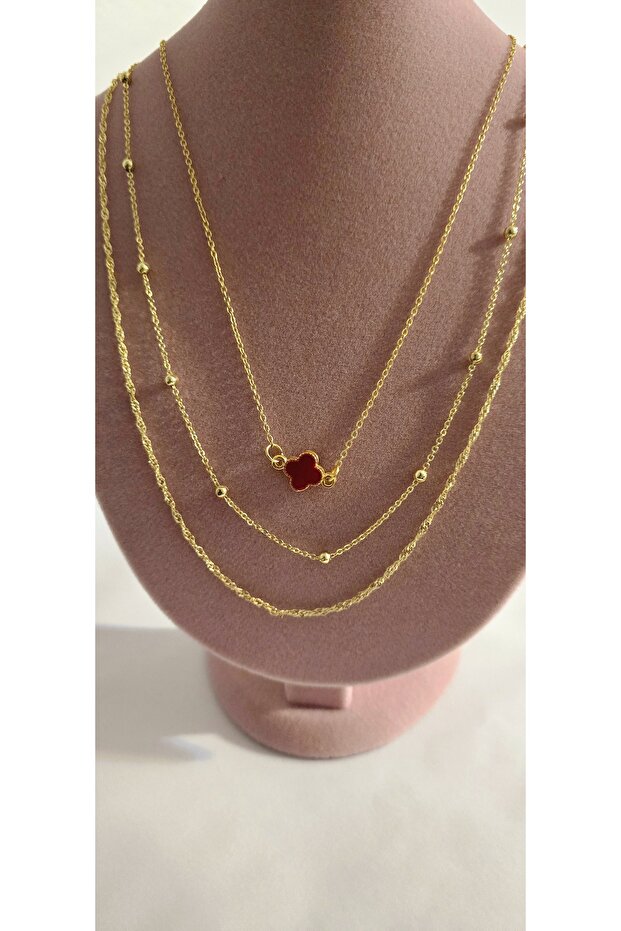 Yonca çiçek 3lü kolye - 3