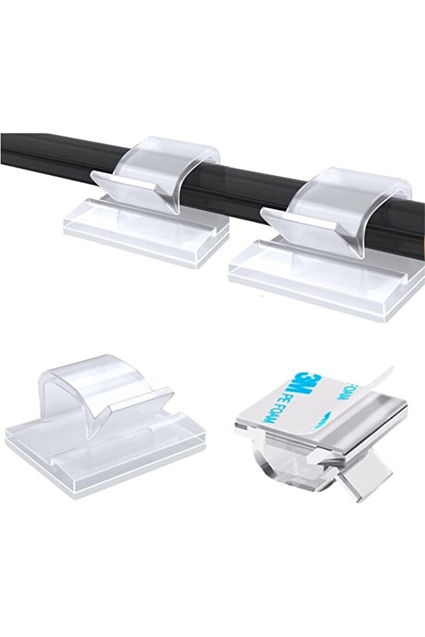 [100Pcs] Outdoor Light Clips, Adhesive Cable Clips for Wall, Wire Holder Cable Management Cord Organ