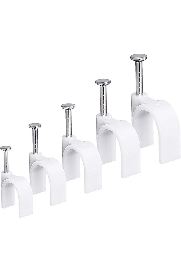 Cable Clips, White Cable Wire Clips Management with Steel Nails 4mm 6mm 8mm 10mm 12mm, Nails Roun