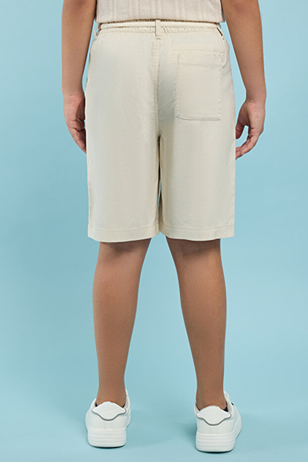 شورت بيج سادة للأولاد مع إغلاق بأزرار - 5