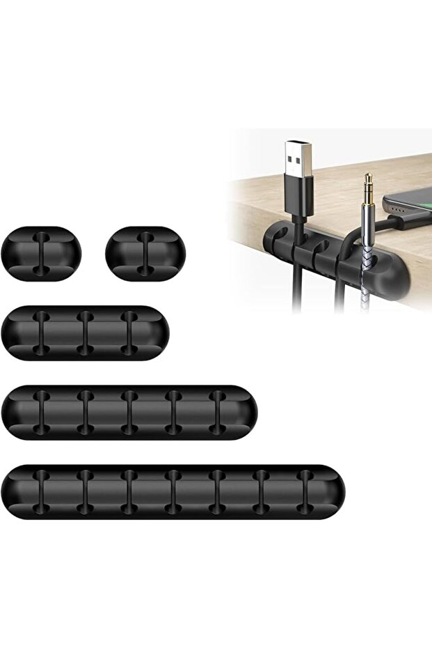 Cord Organizer,5-Pack Self-Adhesive Cable Management for Desktop USB Charging Cable Nightstand Power