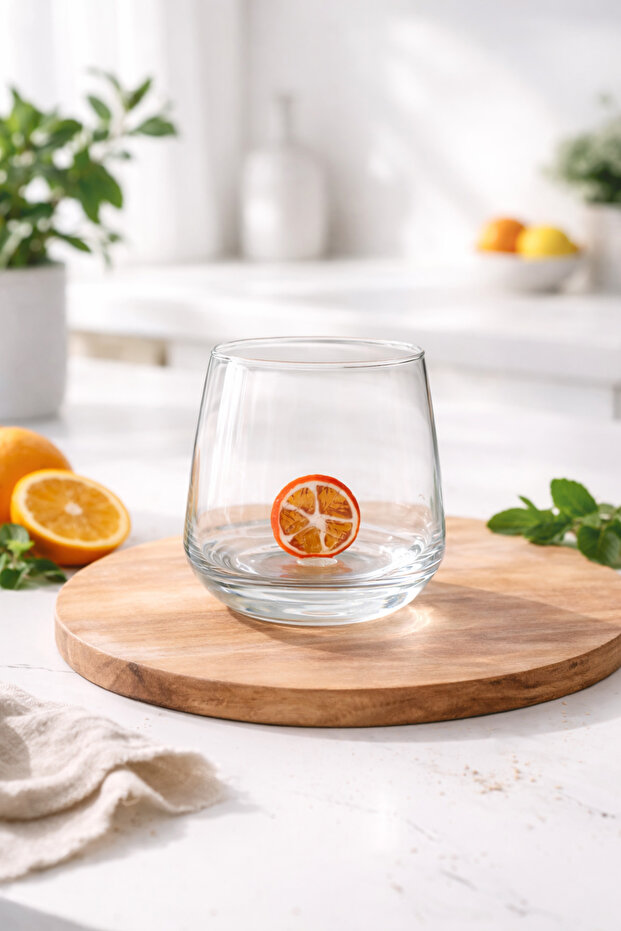 Orange Slice Glass Figured Single Water Glass