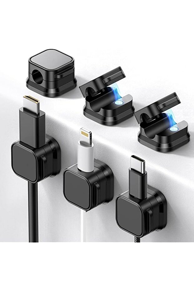 6-Pack Magnetic Cable Organizer, Magnetic Cable Holder For Organizing Data Cables, Self-Adhesive Cab