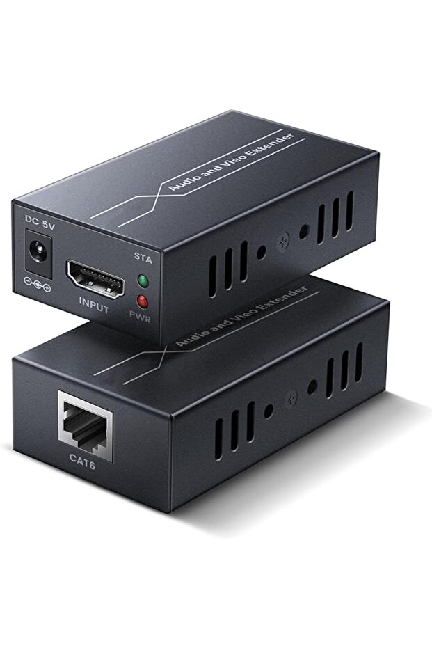 196ft/60m HDMI Extender Over Single Cat6/7 Cable - 1080P@60Hz Ethernet Transmitter & Receiver Kit wi
