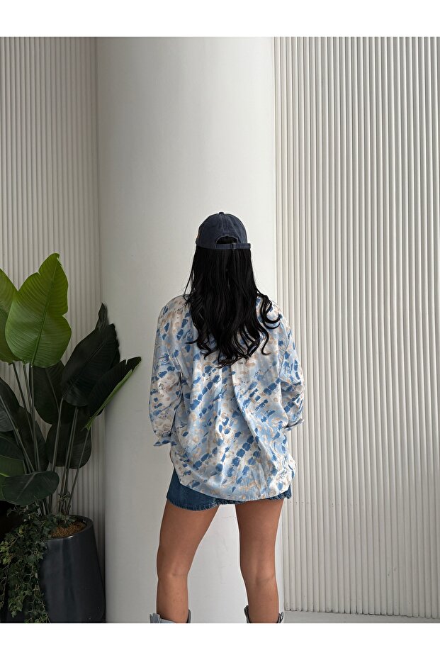 BATİK DESEN OVERSİZE GÖMLEK - 4