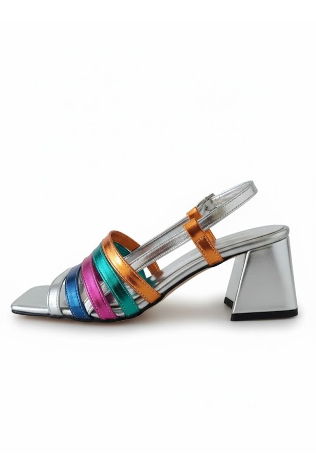 Patent Leather Thick Heel Multi-Colored Multi-Color Women's Sandals