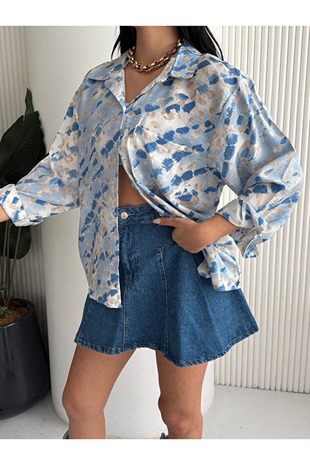 BATİK DESEN OVERSİZE GÖMLEK - 2