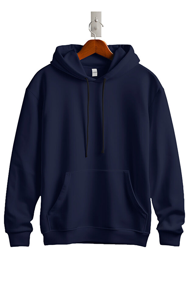 Unisex Regular Basic Kapşonlu Sweatshirt - 1