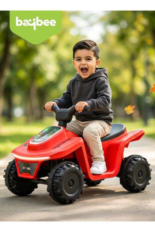 Giddy ATV Electric Bike for Kids | Rechargeable Electric Ride-On with Lights, USB & Music (Red)