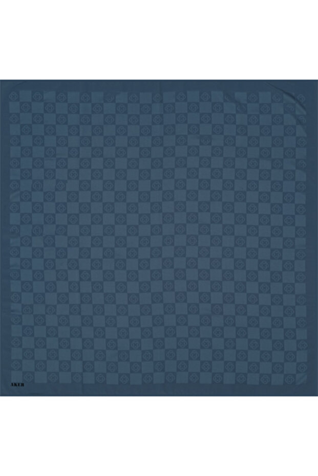 Monogram Dama Eşarp - Buz Mavi 923 - 1