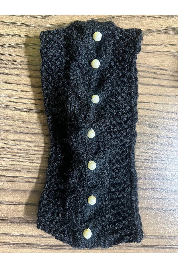 Black Hand-Knitted Hairband