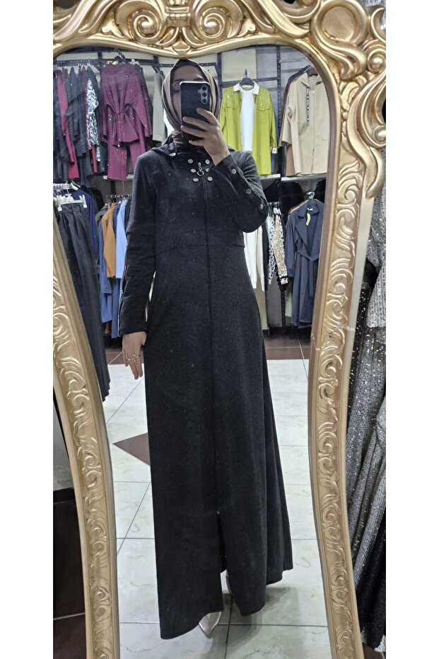 Fermuarlı cepli ferace - 1