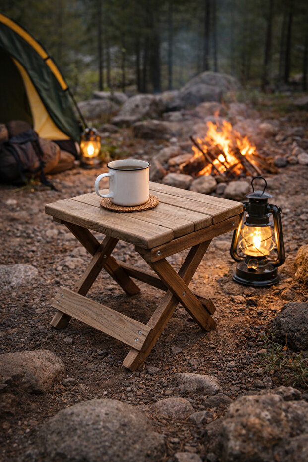 Katlanabilir Ahşap Kamp Taburesi - 1