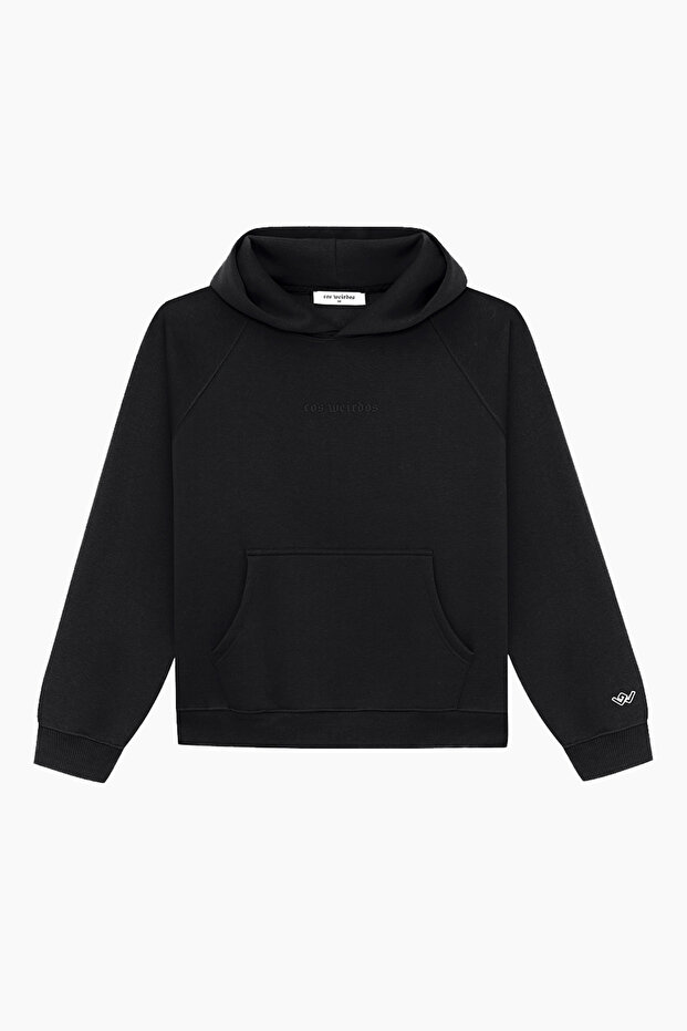 BLACK siyah basic oversized hoodie sweatshirt - 1