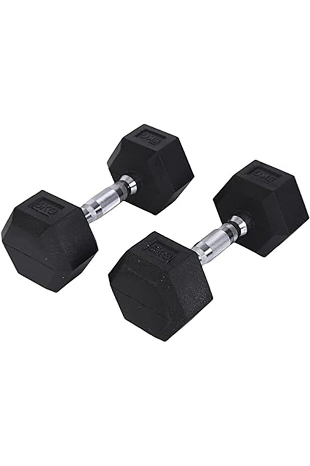 Hexagon Rubber Coated Dumbbell