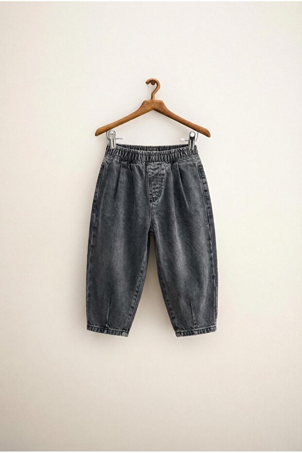 Boy's Cotton Anthracite Elasticated Trousers