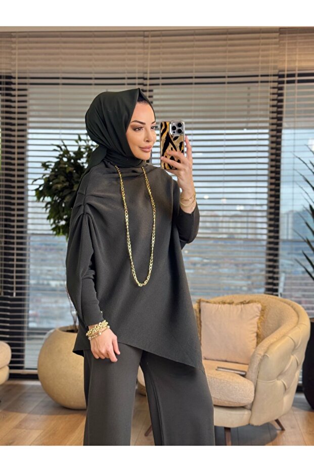 Asimetrik Kesim Drapeli Tunik - 1