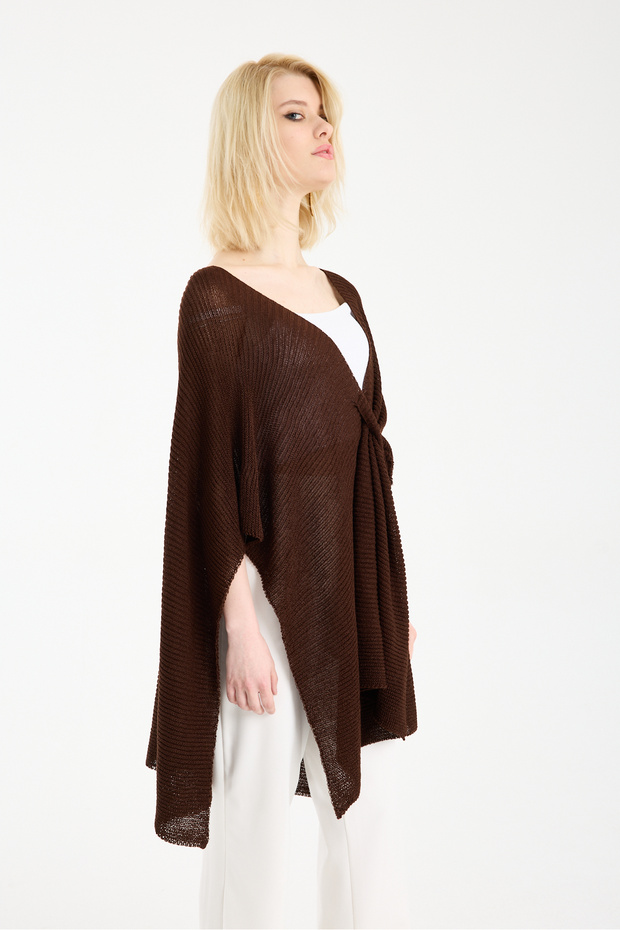 Kadın Triko Kumaş Panço - 8