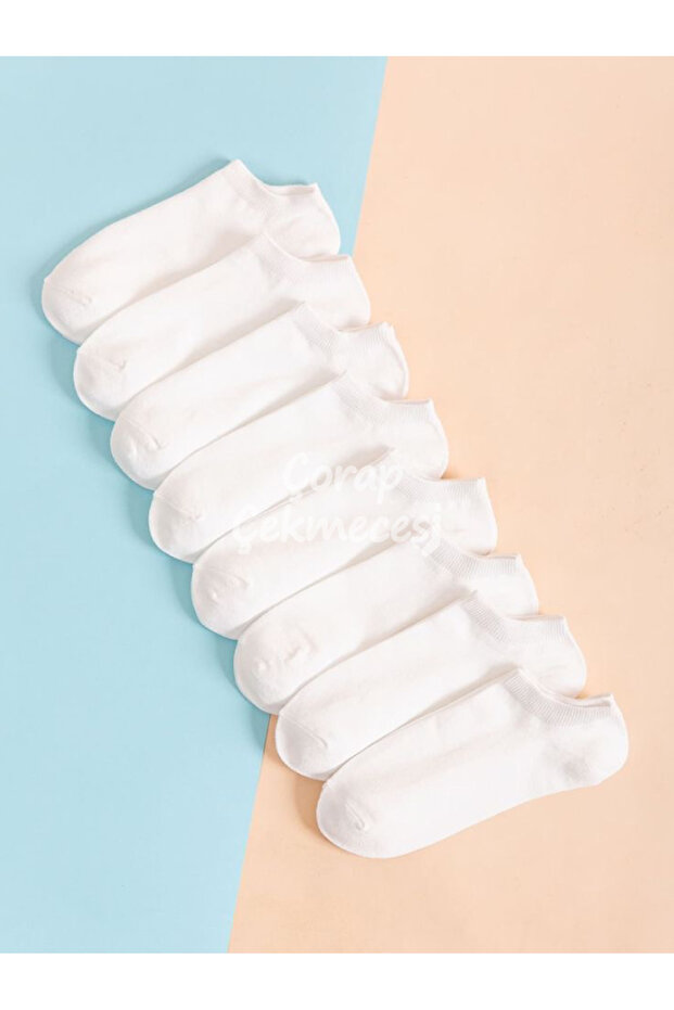 8 Çift Basic BEYAZ Patik Çorap Modeli - 1