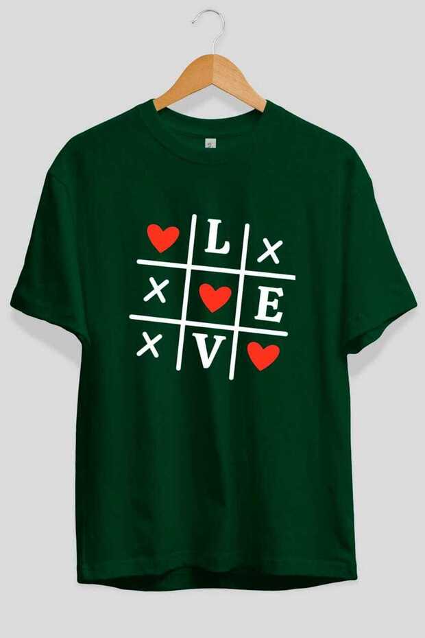 Love Xoxo Front Printed Green Oversize T-Shirt Men Women Cotton Crew Neck Tshirt