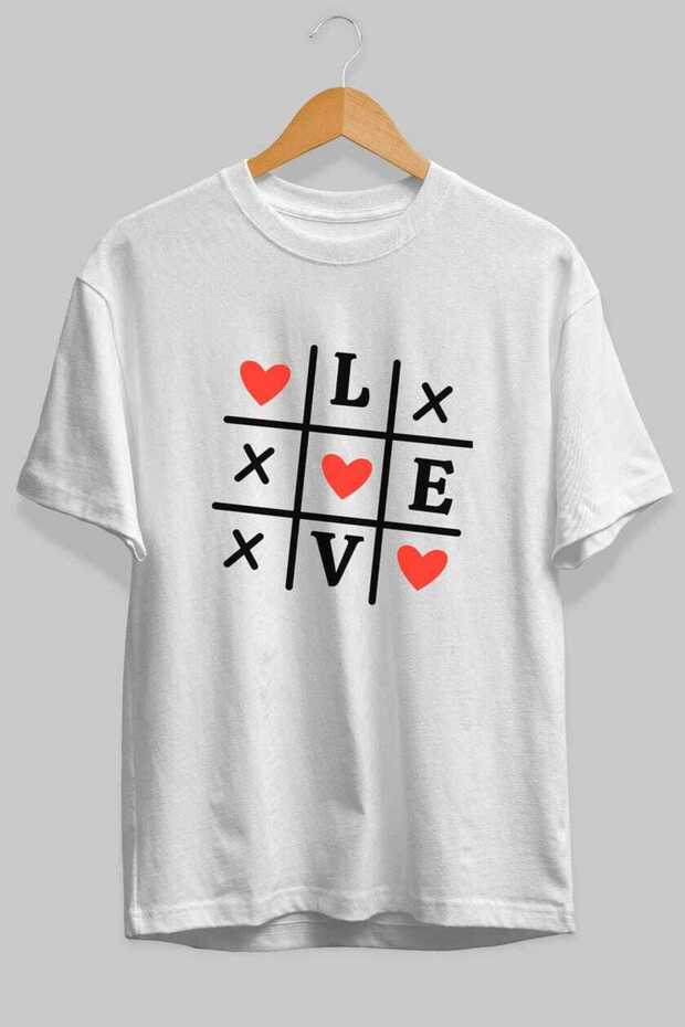 Love Xoxo Front Printed White Oversize T-Shirt Men Women Cotton Crew Neck Tshirt