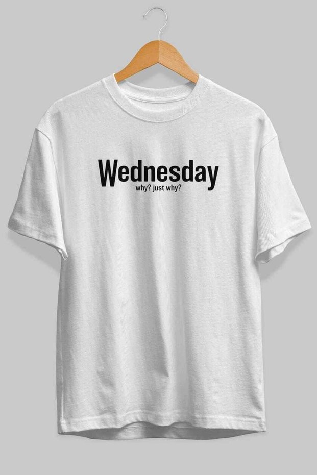 Wednesday Front Printed White Oversize T-Shirt Men Women Cotton Crew Neck T-Shirt