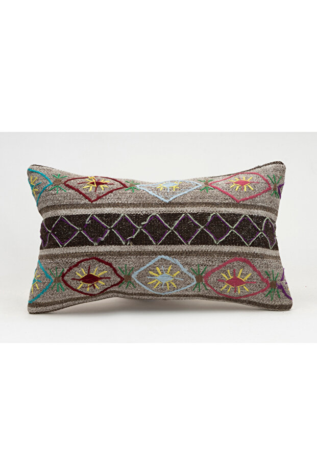 Vintage Throw Pillow Cover Made from Handmade Rug, Wool, 30X50 cm