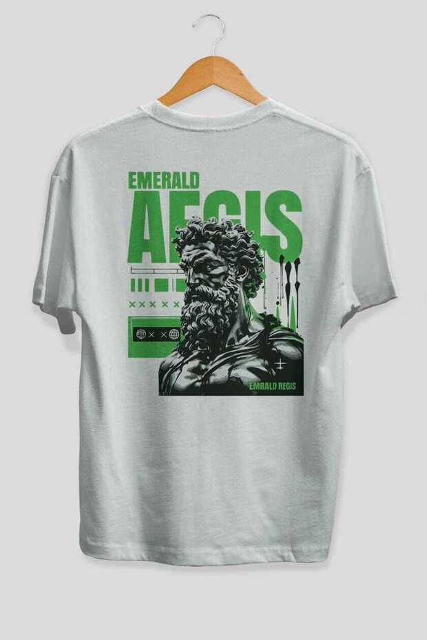 Emrald Regis Back Printed White Oversize T-Shirt Men Women Cotton Crew Neck T-Shirt