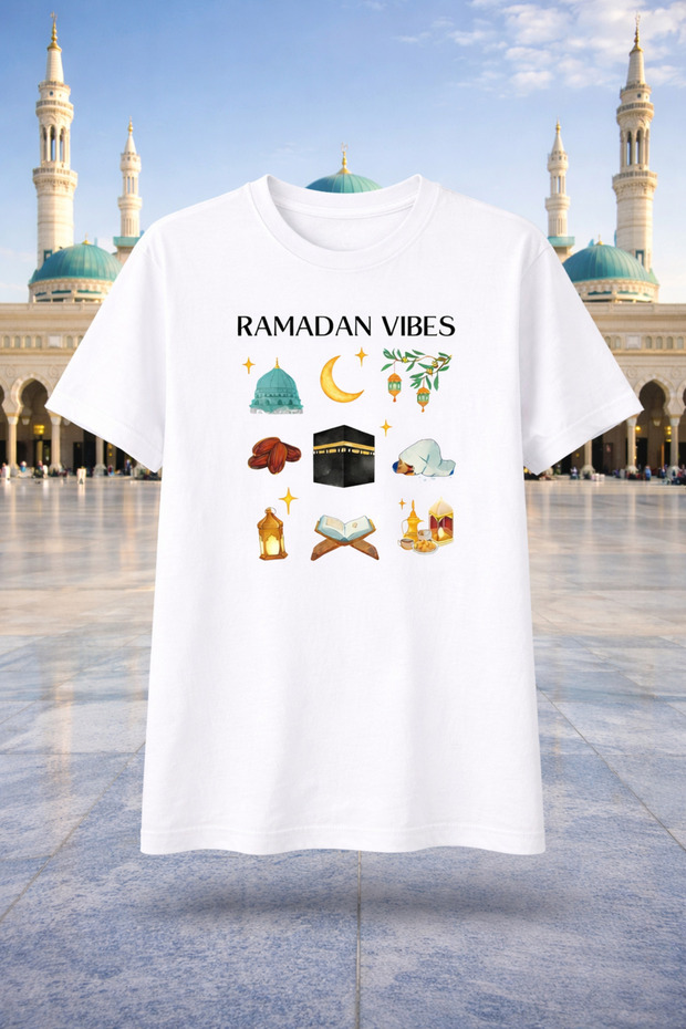 Ramadan Vides Bayram Printed T-Shirt T-Shirt Oversize 100% Cotton Comfortable Casual Soft