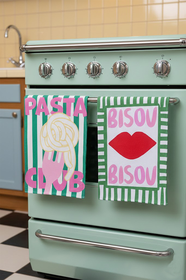 Bisou Bisou / Pasta Club 2 Pieces Cotton Kitchen Oven Towels