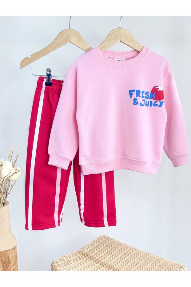 🍅 Printed Girls' Sweatshirt & Pants Set
