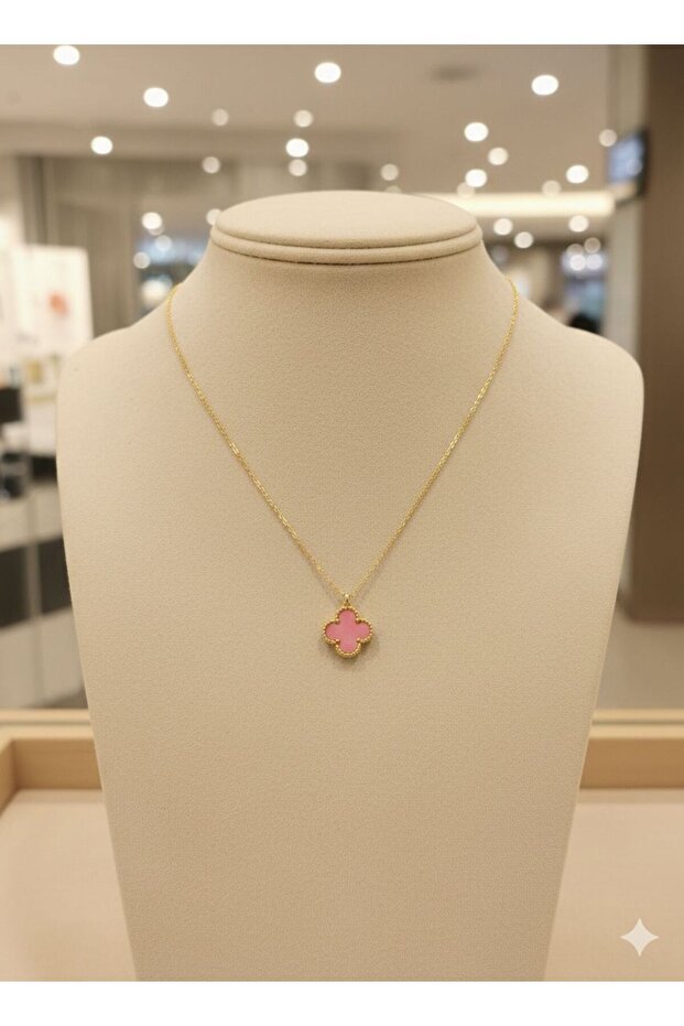 Pembe Yonca Model Kolye - 2