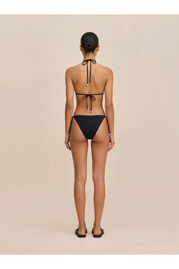 سروال بيكيني أسود أساسي للشاطئ، مقاس متوسط - 2