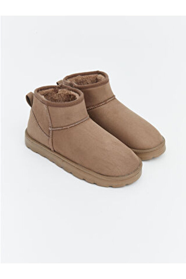 Brown Fur-Lined Suede Look Women's Boots