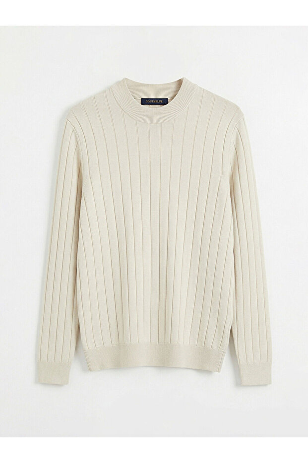 Beige half turtleneck men's knit sweater from gülis store