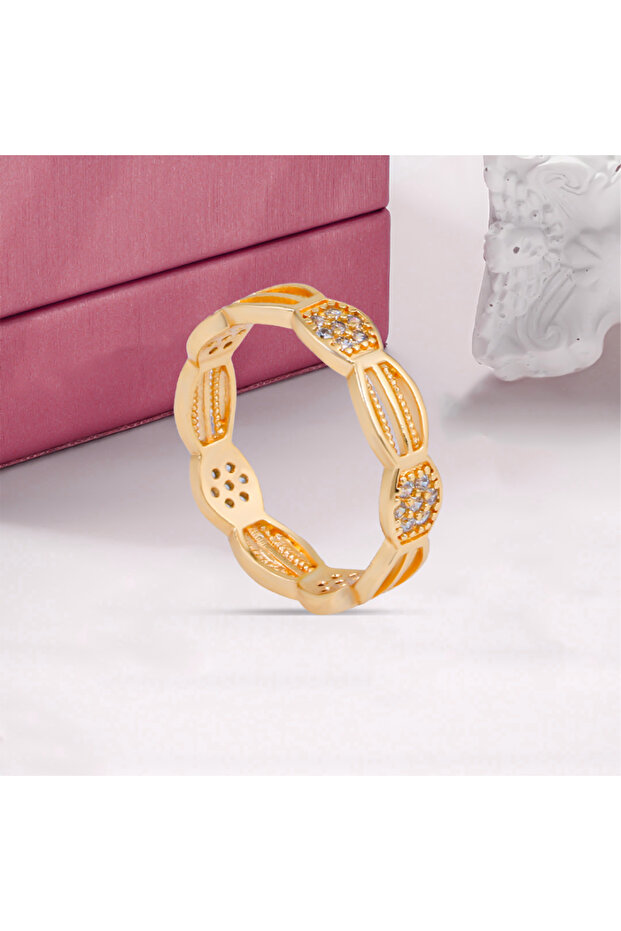 Zircon ring, gold alternative, with a mottled pattern - size 7 - 3