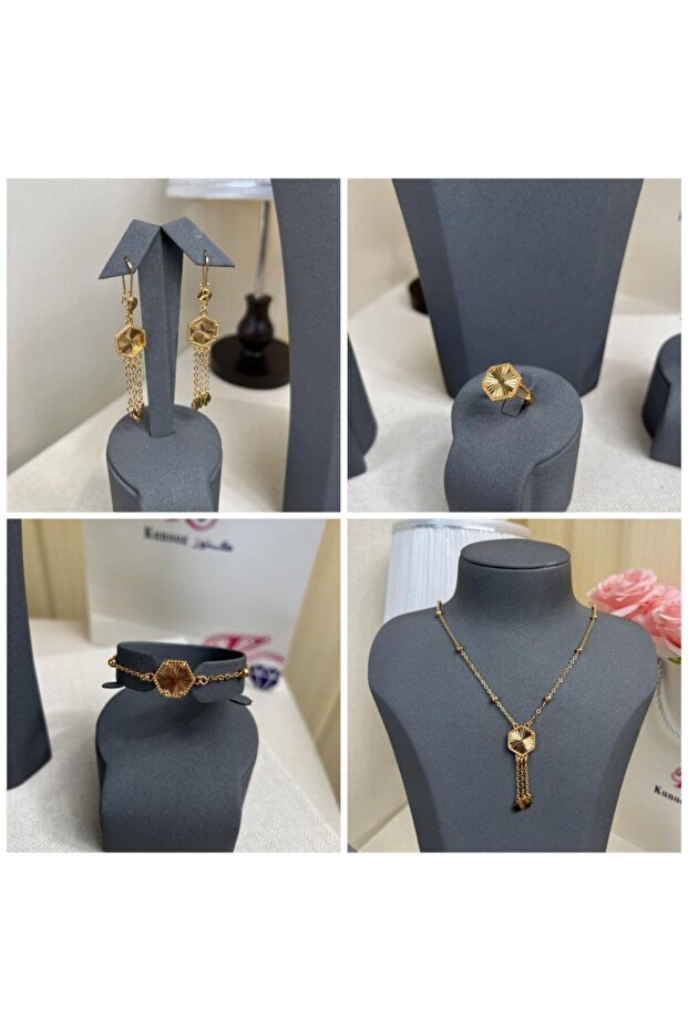 Gold plating alternative set, hexagonal luster, hypoallergenic - 2