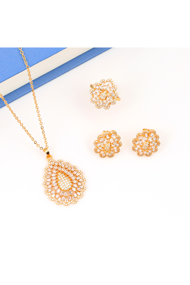 Zircon beam set, gold alternative - 1